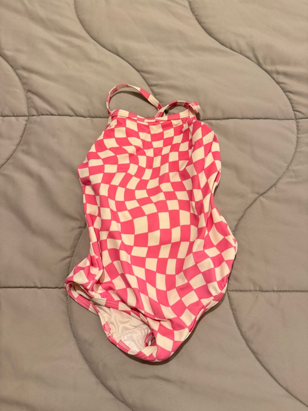 Hanna Andersson Pink & Cream Checkerboard Kids One-Piece Swimsuit